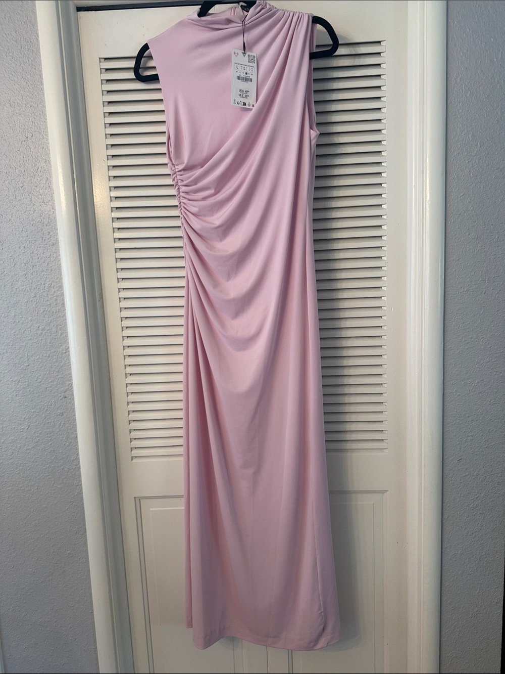 Zara Draped Sleeveless Maxi Dress in Light Pink